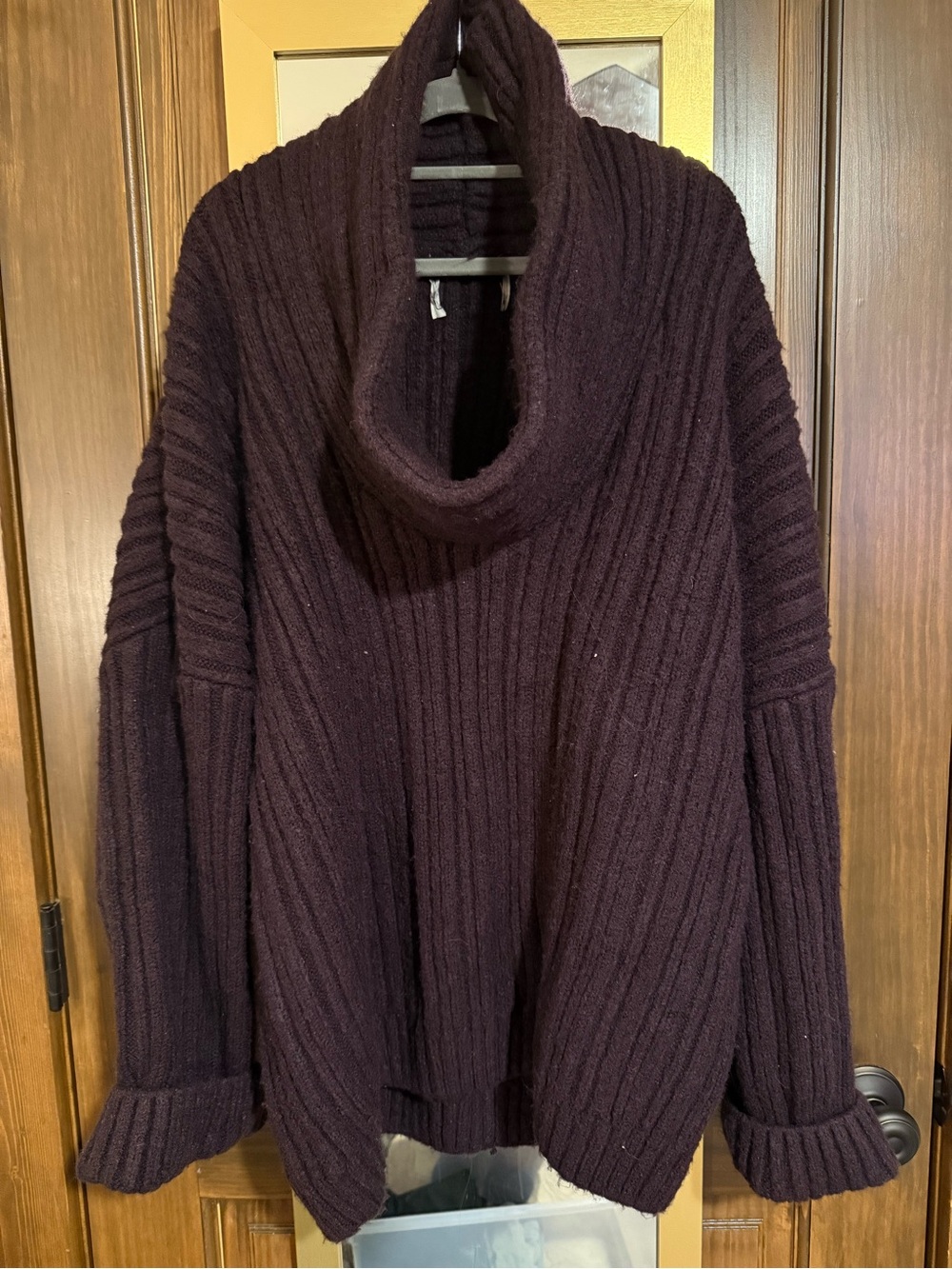 Source Unknown Becca Oversized High Roll Knit Pullover - Berry Black - Picture 2 of 5